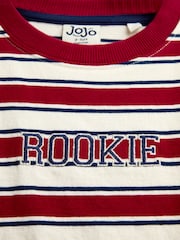 JoJo Maman Bébé Red Stripe Slogan Top - Image 4 of 4