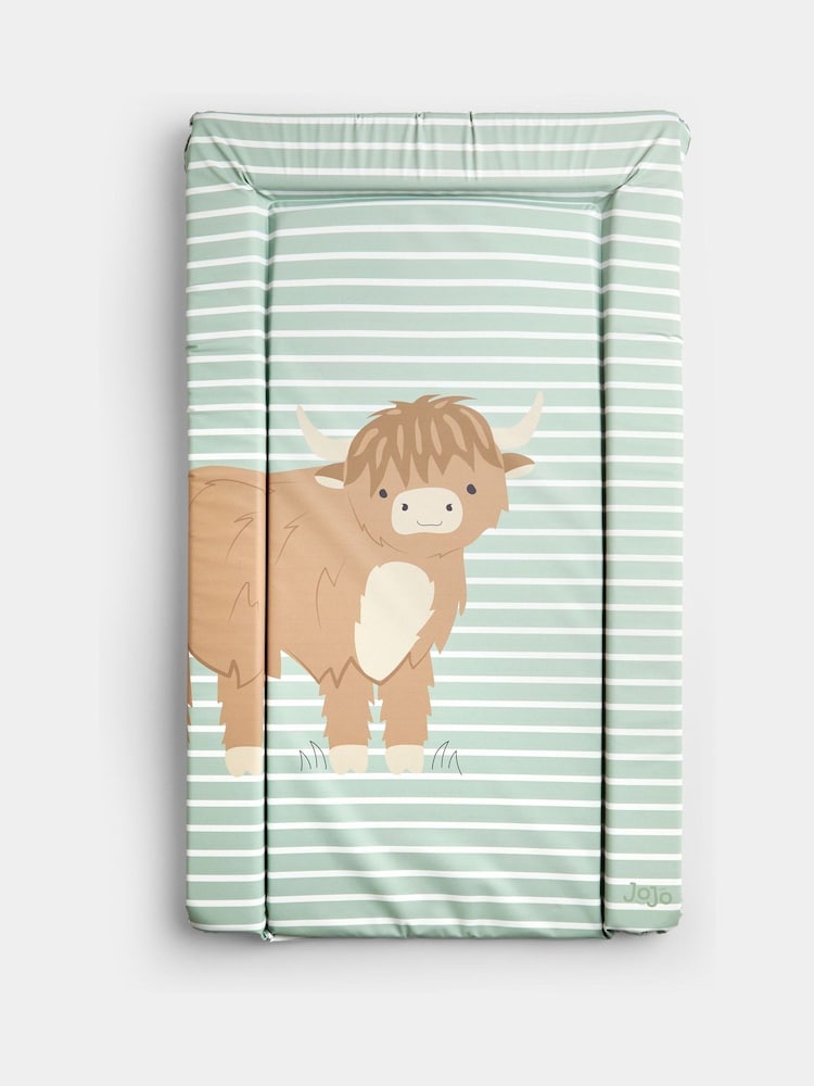 JoJo Maman Bébé Green Highland Cow Print Changing Mat - Image 1 of 3 JoJo Maman Bébé Green Highland Cow Print Changing Mat - Image 1 of 3