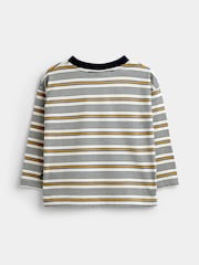 JoJo Maman Bébé Natural Varsity Badge Striped Top - Image 2 of 4