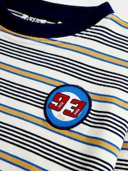 JoJo Maman Bébé Natural Varsity Badge Striped Top - Image 3 of 4