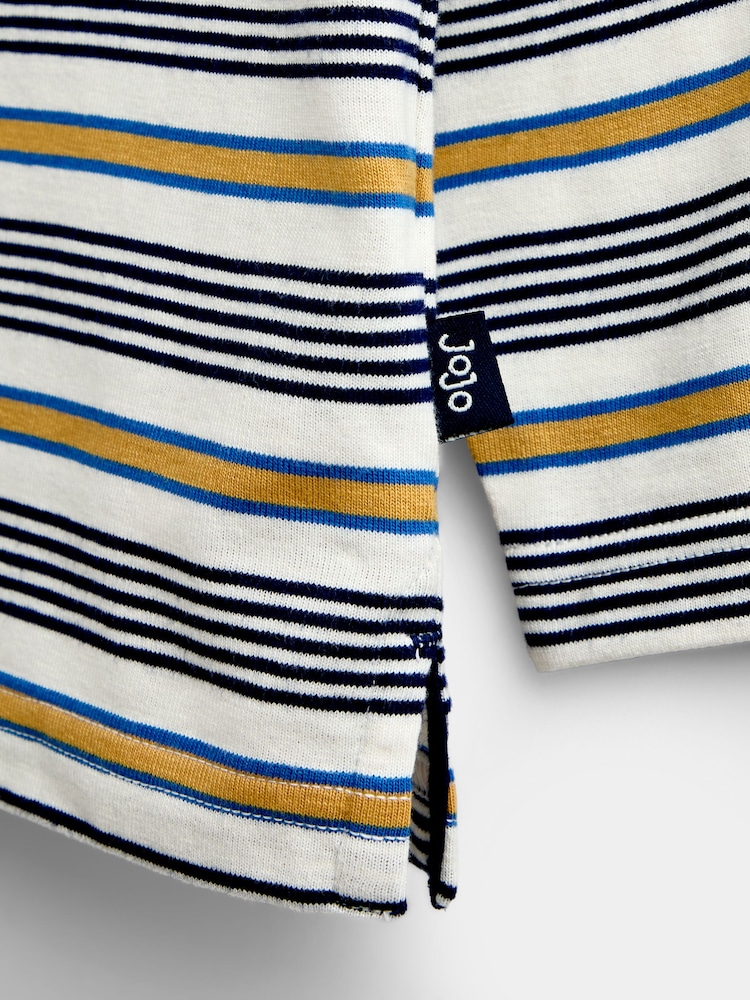 JoJo Maman Bébé Natural Varsity Badge Striped Top - Image 4 of 4 JoJo Maman Bébé Natural Varsity Badge Striped Top - Image 4 of 4