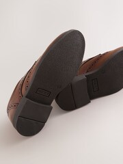棕褐色 - Leather Elastic Lace Brogue Shoes - 图片5 / 5