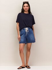 Ro&Zo Blue Slub Jersey Cropped T-Shirt - Image 2 of 4