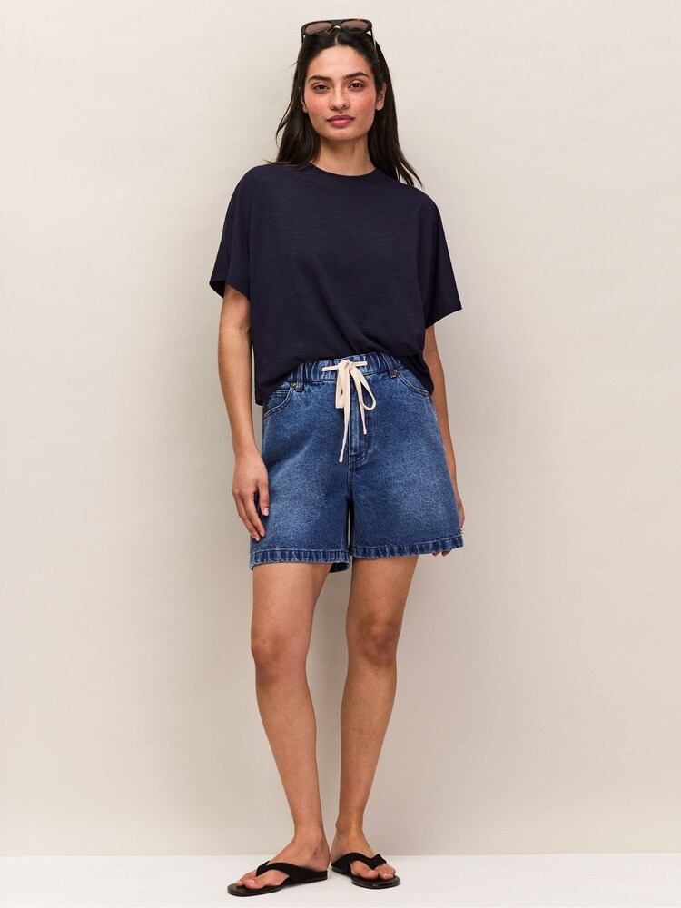 Ro&Zo Blue Slub Jersey Cropped T-Shirt - Image 2 of 4