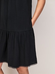 Ro&Zo Black Petite Cheesecloth Frill Neck Mini Dress - Image 5 of 6