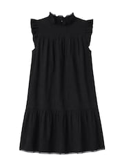 Ro&Zo Black Petite Cheesecloth Frill Neck Mini Dress - Image 6 of 6