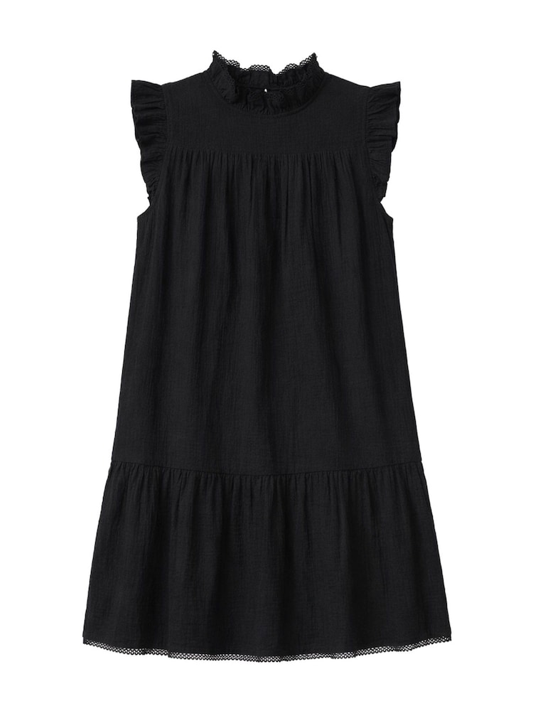 Ro&Zo Black Petite Cheesecloth Frill Neck Mini Dress - Image 6 of 6 Ro&Zo Black Petite Cheesecloth Frill Neck Mini Dress - Image 6 of 6