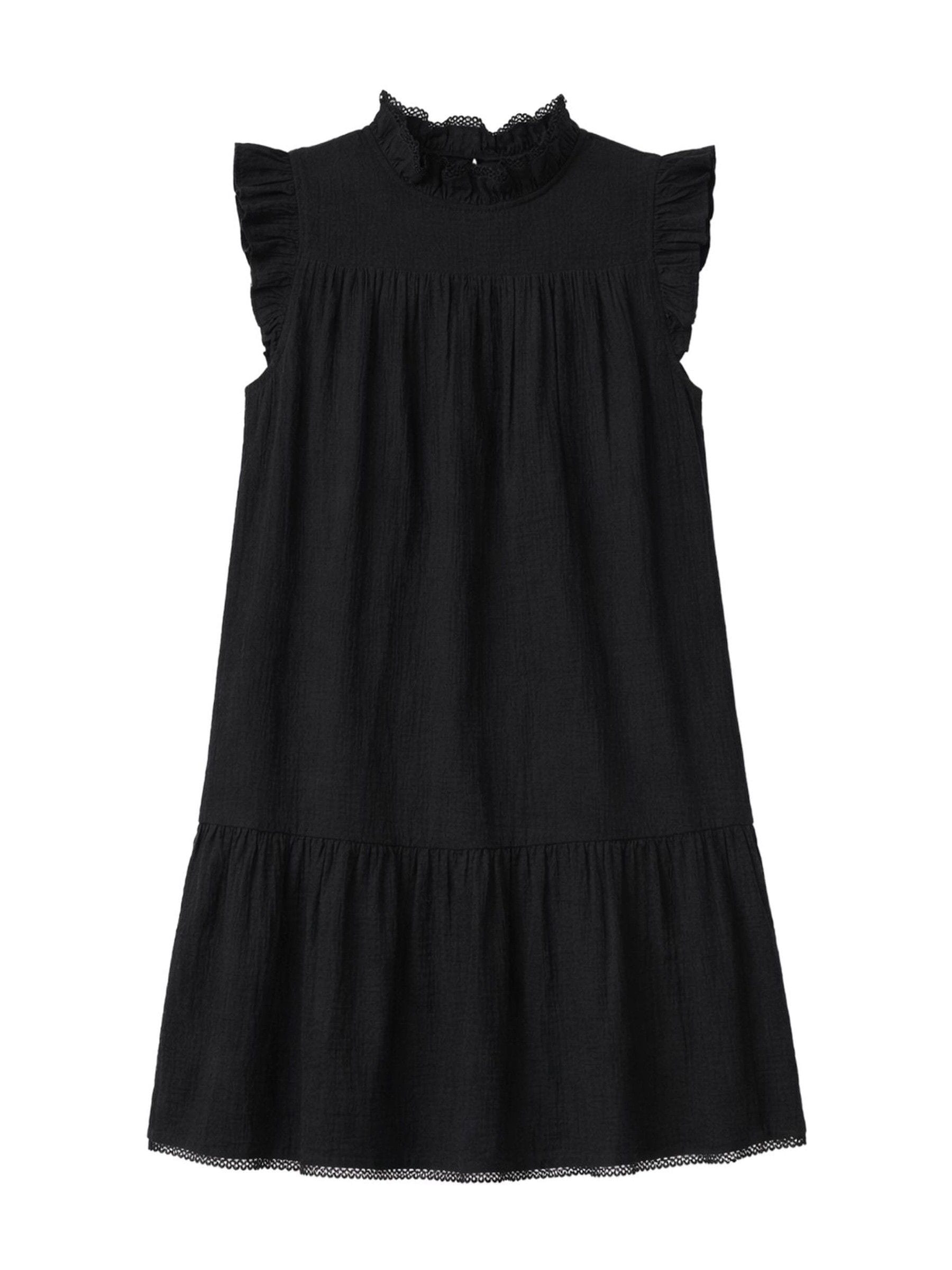 Buy Ro&Zo Black Cheesecloth Frill Neck Mini Dress from the Next UK