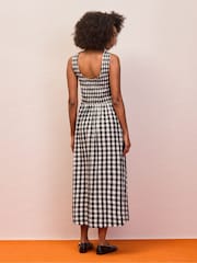 Ro&Zo Gingham Shirred Racer Dress With Linen - Imagen 4 de 4