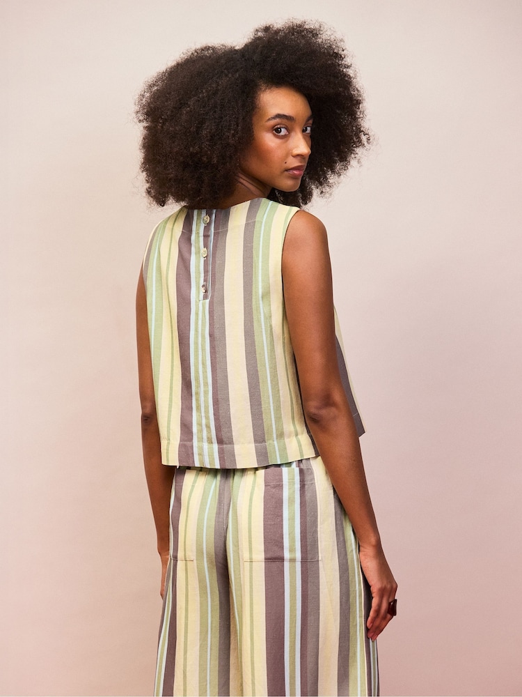 Ro&Zo Green Stripe Shell Top With Linen - Image 2 of 3