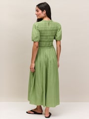 Ro&Zo Light Green Petite Cotton Shirred Bodice Dress - Image 4 of 5