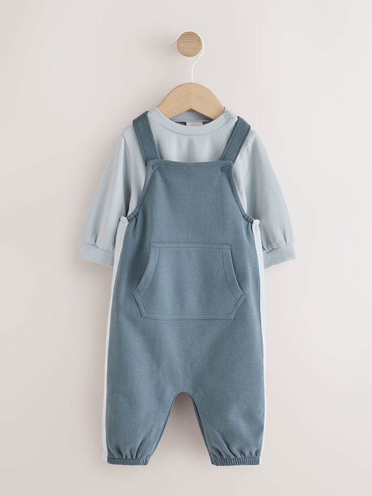Blue Jersey Dungarees and Bodysuit Baby Set (0mths-2yrs) - Image 1 of 5 Blue Jersey Dungarees and Bodysuit Baby Set (0mths-2yrs) - Image 1 of 5