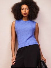 Ro&Zo Blue Textured Knit Tank Top - Image 1 of 5