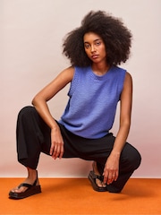 Ro&Zo Blue Textured Knit Tank Top - Image 5 of 5