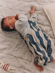 Green/Blue Wavy Stripe Baby Twill Dungarees and Bodysuit Set (0mths-2yrs) - Image 3 of 5
