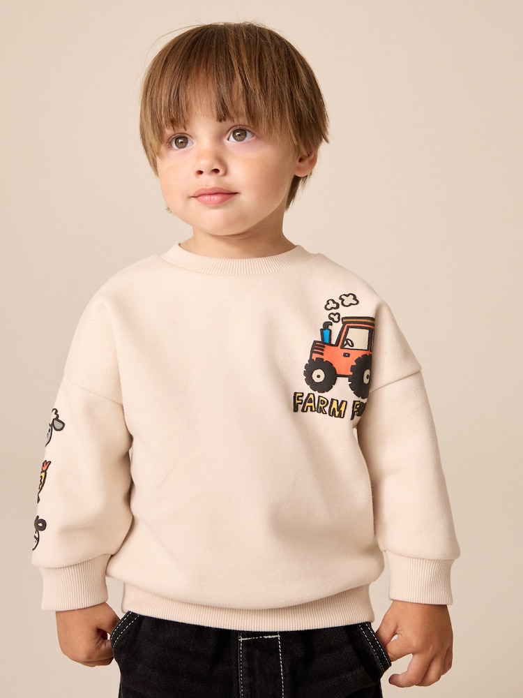 Ecru Farm Back Printed Crew Neck Sweat Top (3mths-7yrs) - Image 2 of 9 Ecru Farm Back Printed Crew Neck Sweat Top (3mths-7yrs) - Image 2 of 9