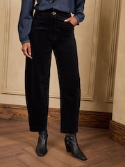 Love & Roses Black Cord Barrel Trousers - Image 1 of 4
