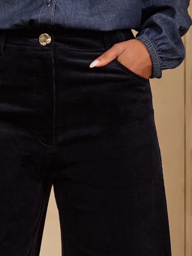 Love & Roses Black Cord Barrel Trousers - Image 2 of 4