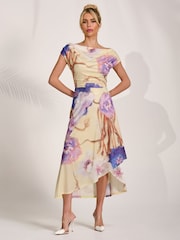 أصفر - Jolie Moi Draped Asymmetric Jersey Midi Dress - Image 4 of 6
