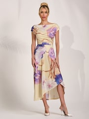 أصفر - Jolie Moi Draped Asymmetric Jersey Midi Dress - Image 5 of 6