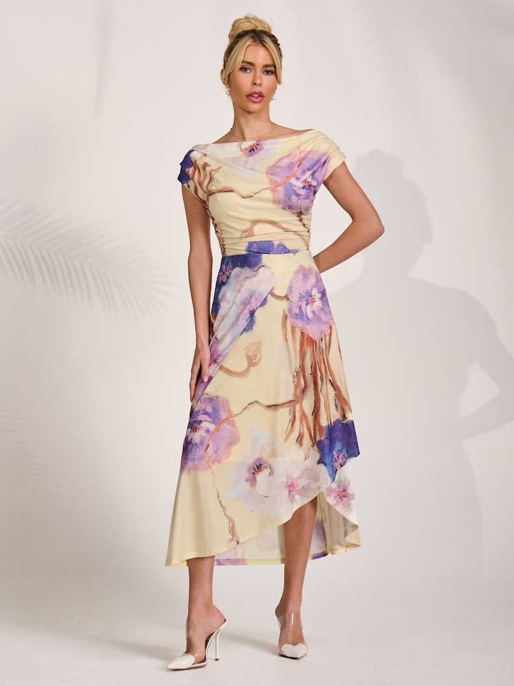 أصفر - Jolie Moi Draped Asymmetric Jersey Midi Dress - Image 6 of 6 أصفر - Jolie Moi Draped Asymmetric Jersey Midi Dress - Image 6 of 6