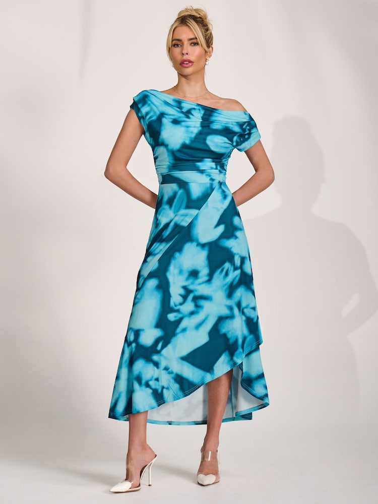 أزرق - Jolie Moi Draped Asymmetric Jersey Midi Dress - Image 1 of 6 أزرق - Jolie Moi Draped Asymmetric Jersey Midi Dress - Image 1 of 6