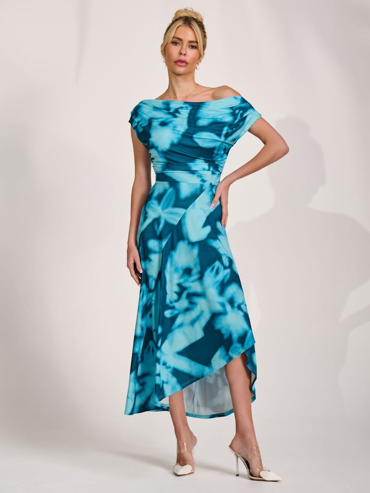 أزرق - Jolie Moi Draped Asymmetric Jersey Midi Dress - Image 2 of 6 أزرق - Jolie Moi Draped Asymmetric Jersey Midi Dress - Image 2 of 6