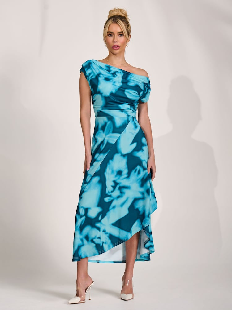 أزرق - Jolie Moi Draped Asymmetric Jersey Midi Dress - Image 6 of 6 أزرق - Jolie Moi Draped Asymmetric Jersey Midi Dress - Image 6 of 6