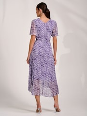 أرجواني - Jolie Moi Printed Chiffon Glitter Maxi Dress - Image 2 of 6