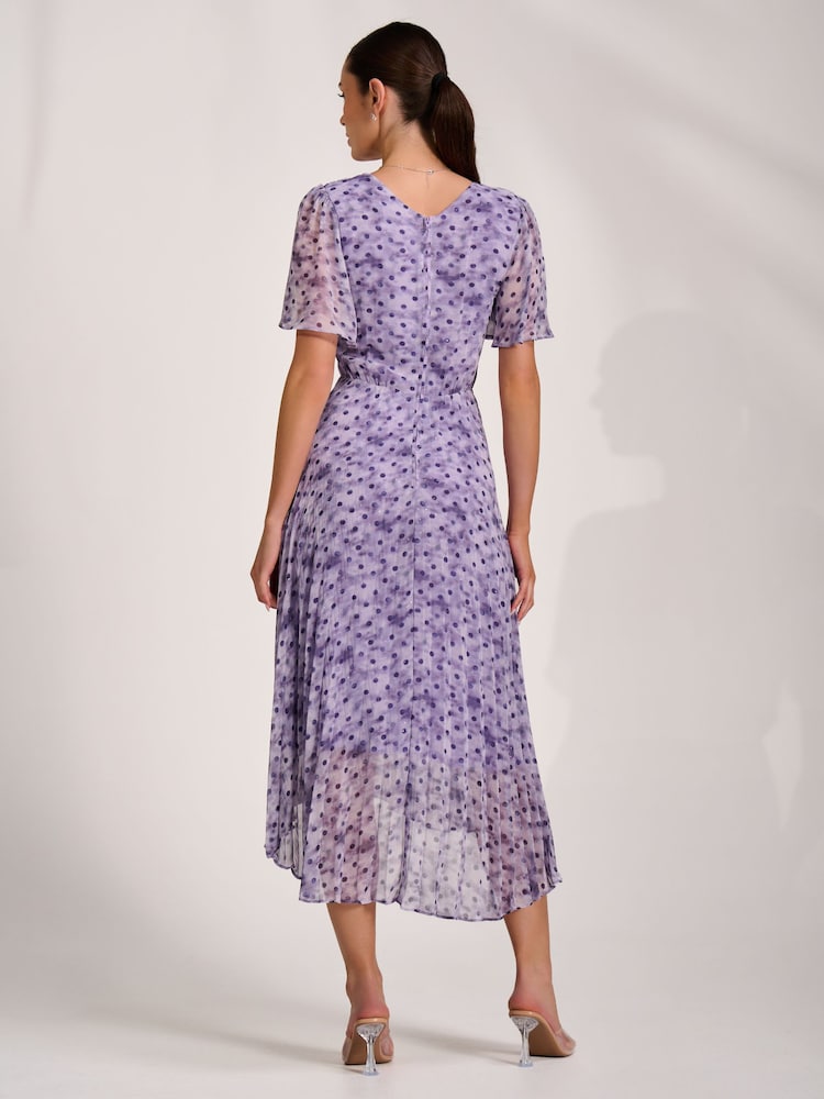 أرجواني - Jolie Moi Printed Chiffon Glitter Maxi Dress - Image 2 of 6