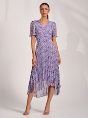 أرجواني - Jolie Moi Printed Chiffon Glitter Maxi Dress - Image 5 of 6