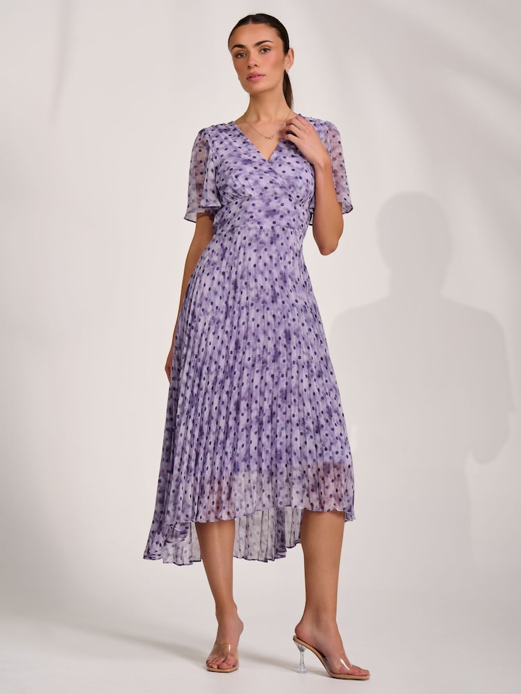 أرجواني - Jolie Moi Printed Chiffon Glitter Maxi Dress - Image 6 of 6