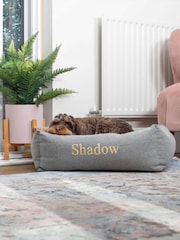 Lords and Labradors Pewter Herringbone Tweed Box Dog Bed - Image 1 of 5