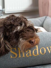 Lords and Labradors Pewter Herringbone Tweed Box Dog Bed - Image 2 of 5