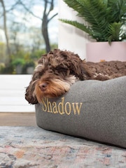 Lords and Labradors Pewter Herringbone Tweed Box Dog Bed - Image 3 of 5