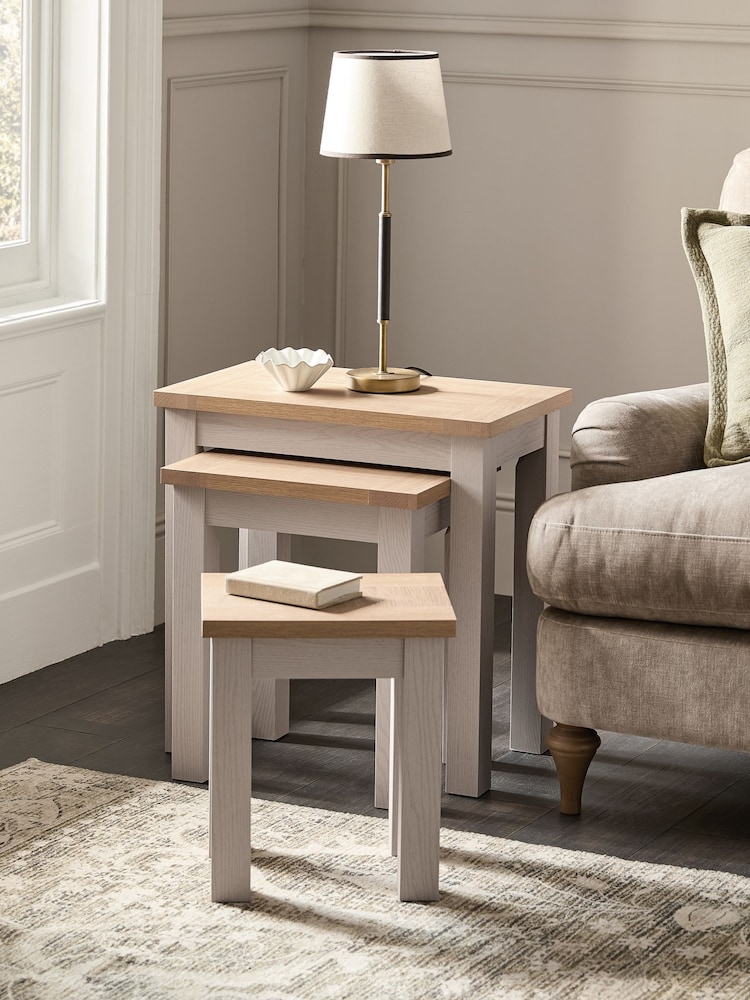 Light Natural Malvern Rectangle Set of 3 Nest of Tables - Image 1 of 3 Light Natural Malvern Rectangle Set of 3 Nest of Tables - Image 1 of 3