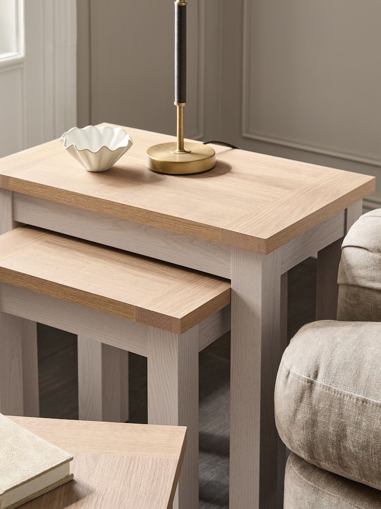 Light Natural Malvern Rectangle Set of 3 Nest of Tables - Image 2 of 3 Light Natural Malvern Rectangle Set of 3 Nest of Tables - Image 2 of 3