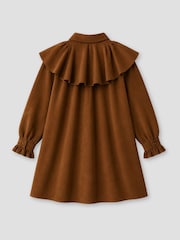 Angel & Rocket Brown Macie Suedette Cape Collar Shirt Dress - Image 9 of 9