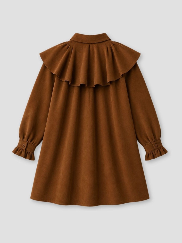 Angel & Rocket Brown Macie Suedette Cape Collar Shirt Dress - Image 9 of 9