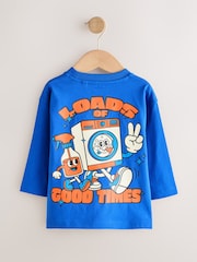 ブルー - 長袖 グラフィック Tシャツ（3ヶ月～7 歳） - 画像 2 / 4
