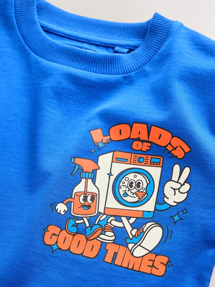 ブルー - 長袖 グラフィック Tシャツ（3ヶ月～7 歳） - 画像 4 / 4