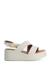 Dune London White Leather Kerbie Wedges - Image 1 of 5