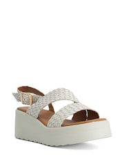 Dune London White Leather Kerbie Wedges - Image 2 of 5