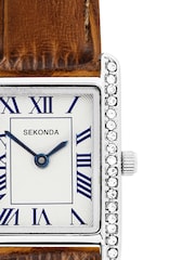 Sekonda Brown Colette 22mm Rectangular Analogue Watch With Strap - Image 4 of 5