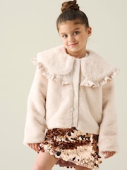 Angel & Rocket White Alessia Faux Fur Cape Collar Jacket - Image 1 of 4