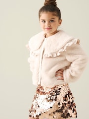 Angel & Rocket White Alessia Faux Fur Cape Collar Jacket - Image 4 of 4