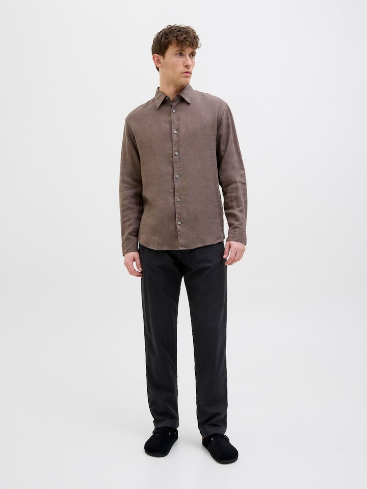 JACK & JONES Black Relaxed Fit Linen Mix Trousers - Image 1 of 7 JACK & JONES Black Relaxed Fit Linen Mix Trousers - Image 1 of 7