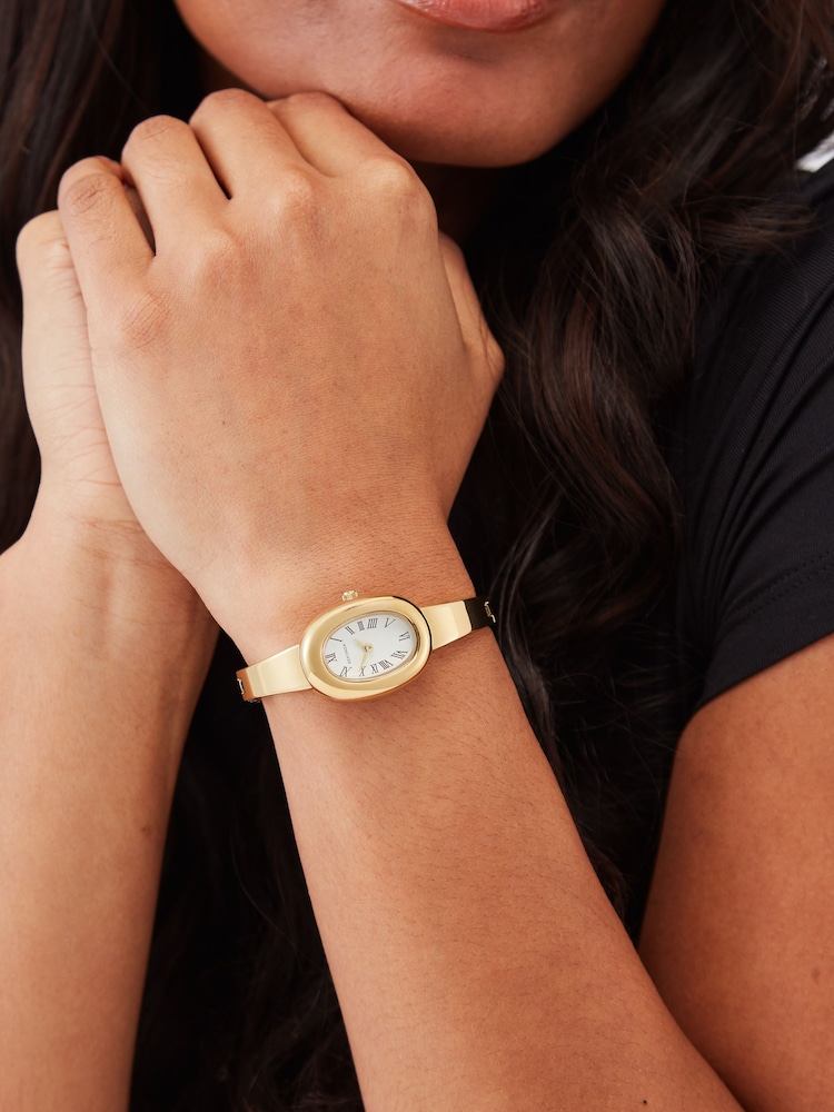 Sekonda Gold Bellamy 23mm Oval Analogue Watch Semi-Bangle - Image 5 of 5