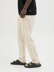 JACK & JONES Cream Relaxed Fit Linen Mix Trousers - Image 2 of 7