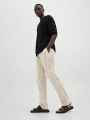 JACK & JONES Cream Relaxed Fit Linen Mix Trousers - Image 3 of 7